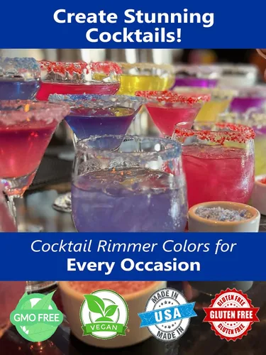 Vista 7 de Snowy River Americas Cocktail Sugar - Rimmer de cóctel Kosher todo natural, rojo, blanco y azul y recortador de café (americanas, bolsa de 1 libra)