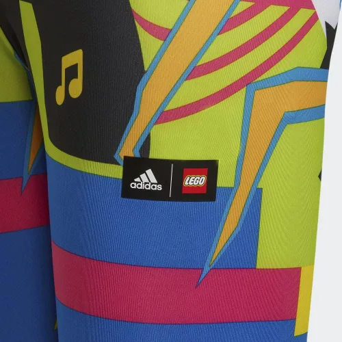 Vista 6 de adidas x Lego VIDIYO Mallas para niños, color azul, talla M, Azul, azul brillante, oro semisolar, Y
