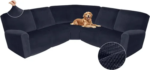Vista 118 de Arfntevss Fundas de sofá seccional reclinable de terciopelo, Funda de sofá seccional de esquina para sofá reclinable, Funda elástica suave