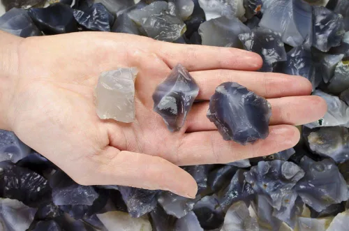 Vista 4 de Fantasia Materiales: 1 lb Ágata Gris Piedras en bruto de la India