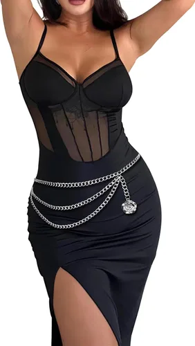 Vista 2 de Chain Belts for Women Fashion Plus Size Waist Chain Belt Gold Silver Waist Belt Belly Chain JWaist Links Belt