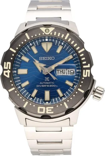 Vista 4 de Seiko Prospex Save The Ocean Diver's - Reloj con esfera azul de 656.2ft SRPE09K1, Azul