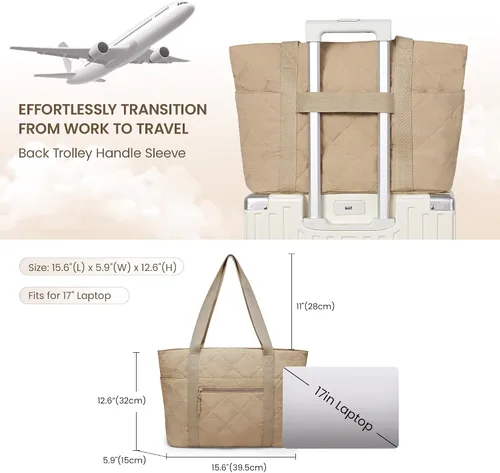 Vista 6 de befen Bolsa de mano para computadora portátil para mujer, bolsa de viaje para enfermera, bolsas acolchadas acolchadas, bolsa de playa ligera e
