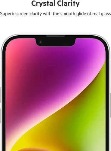Vista 3 de Belkin UltraGlass - Protector de pantalla para iPhone 14, iPhone 13 Pro, fácil aplicación con bandeja guía de instalación, protector de pantalla