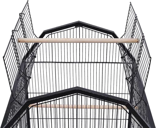 Vista 6 de Jaula de metal para pájaros de 40 pulgadas con tapa abierta y soporte rodante, jaula grande para pájaros con puerta anti-escape para Conure Canary