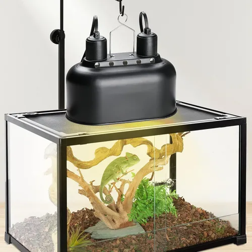 Vista 6 de Simple Deluxe Accesorio de Lámpara para Reptiles Luz de Cúpula de Aluminio Diseño de Integración de Tapa Doble Profunda Lámpara de Calor-Iluminación