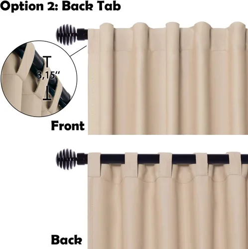 Vista 4 de DWCN Cortina opaca divisora de privacidad para puerta corrediza de patio, cortinas térmicas extra anchas con pestaña trasera y bolsillo para barra
