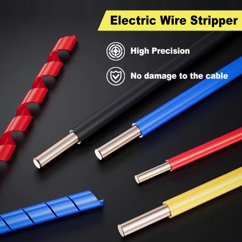 Vista 4 de Pelacables para taladro, herramienta automática de pelado y torsión de cables para AWG calibre 14-12-10-8 con adaptador de taladro, herramienta