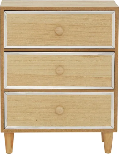 Vista 3 de Deco 79 Joyero de madera con 3 cajones, 10 x 7 x 13 pulgadas, marrón claro