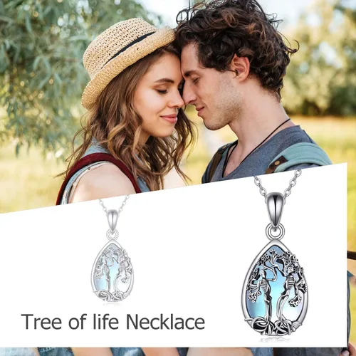 Vista 73 de ONEFINITY Collar de plata de ley 925 con diseño de árbol de la vida con colgante de nudo celta de concha de abulón para mujer