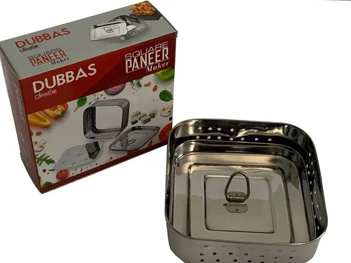 Vista 6 de Dubbas - Paneer Maker cuadrado, prensa de paneer india de acero inoxidable/prensa de tofu/molde Paneer - Tamaño 5.25 pulgadas de ancho x 5.25