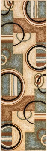 Vista 2 de Well Woven Barclay Alfombra con diseño de arcos y formas, moderna, 2 pies 3 pulgadas x 7 pies 3 pulgadas, color azul claro