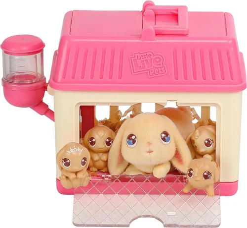 Vista 6 de Little Live Pets Paquete de juego de conejito bebé, colección de familia sorpresa de conejo mamá, regalos de Pascua desplegables interactivos