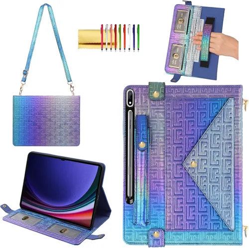 Vista 63 de Bolso Funda para Samsung Galaxy Tab S10 FE/S9 FE 10.9"/S9/S8/S7 11", Techcircle Folio con Soporte Cruzado, Billetera con Ranura para Lápiz S Pen