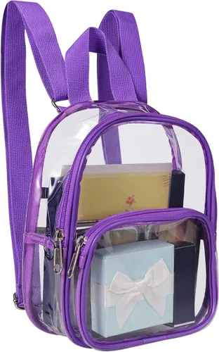 Vista 13 de USPECLARE Minimochila Transparente Aprobada para Estadio para Niños Pequeños y Niñas, Concierto, Festival, Eventos Deportivos, Aguamarina, Mediana