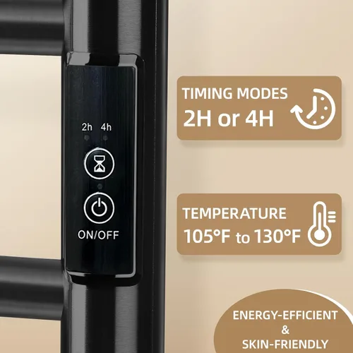 Vista 4 de Calentadores de toallas para baño, toallero eléctrico calentado montado en la pared, estante de almacenamiento caliente con temporizador integrado