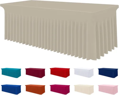 Vista 49 de Smiry Mantel de Spandex, Mantel Elástico Ajustable Extensible para Mesas Rectangulares de 6 Pies, Falda Cubierta de Mesa Impermeable y Lavable