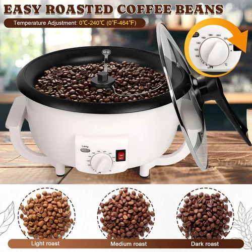 Vista 4 de Máquina Tostadora de Granos de Café DIYAREA para Uso Doméstico, Capacidad de 800g, Tostadora Eléctrica de Granos de Café con Temporizador 0-240℃