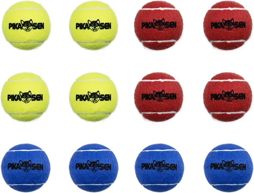 Vista 3 de Pelotas de tenis chirriantes para jugar con mascotas en 3 tamaños, pelotas fuertes de primera calidad para perros y cachorros para entrenar, jugar
