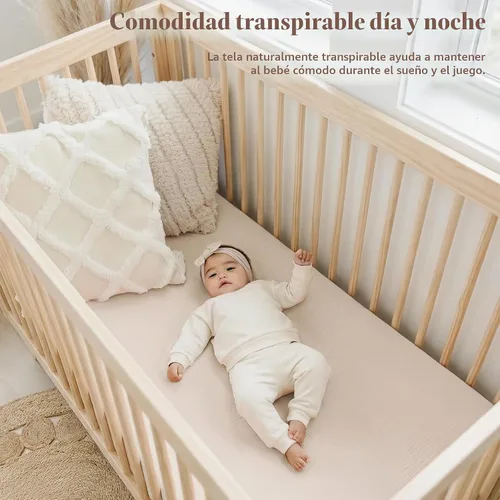 Vista 5 de Konssy Sábanas de Muselina para Cuna para Niña y Niño, 2 Piezas de Sábanas de Bebé de Algodón Suave y Transpirable para Colchón de Cuna Estándar