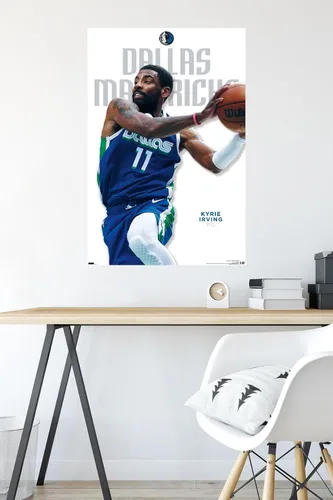 Vista 4 de NBA Dallas Mavericks - Póster de pared de Kyrie Irving Feature Series 23, 34 pulgadas de largo x 22.4 pulgadas de ancho, versión sin marco