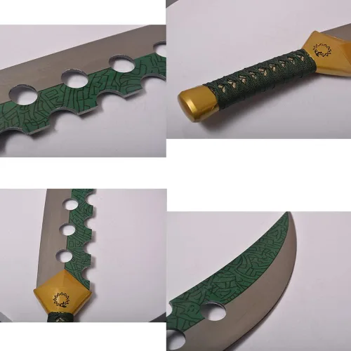 Vista 5 de Meliodas Lostvayne - Espada de demonio de 28.7 pulgadas, espadas de acero al carbono para cosplay de anime, verde