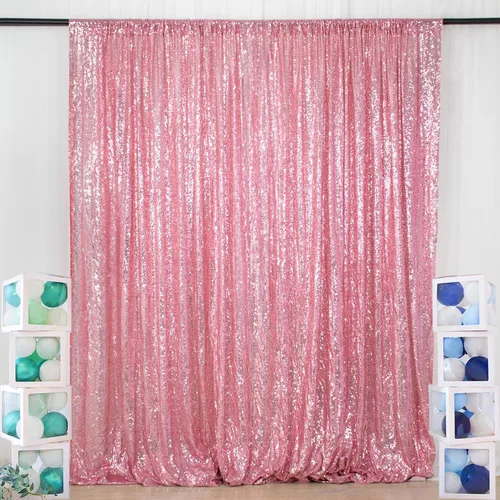 Vista 25 de ShiDianYi Cortina de fondo color rubor de 4 x 6 pies con lentejuelas para fotos, cortinas brillantes para telón de fondo, eventos y fiestas, telón