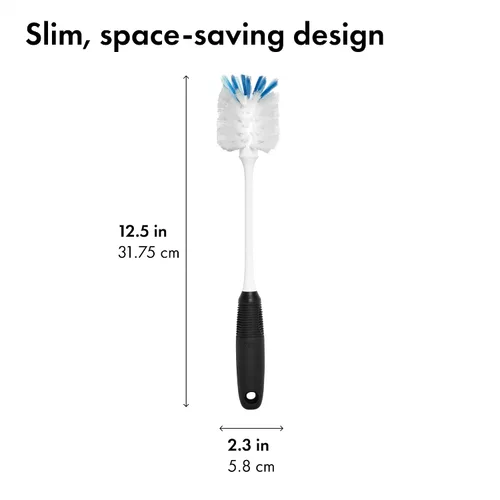 Vista 6 de OXO Good Grips Bottle Brush, Dual-Bristle Cleaning for Bottles, Pitchers and Carafes, Flexible Neck Scrub Brush, Safe for Stemware and Delicate