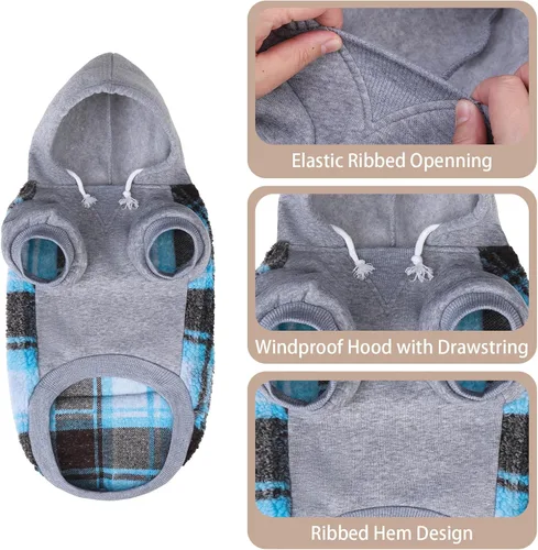 Vista 16 de PUPTECK Sudadera con Capucha para Perro Sudadera para Cachorro Suéter Cálido para Perro Ropa de Invierno Abrigos para Clima Frío para Perros Negro