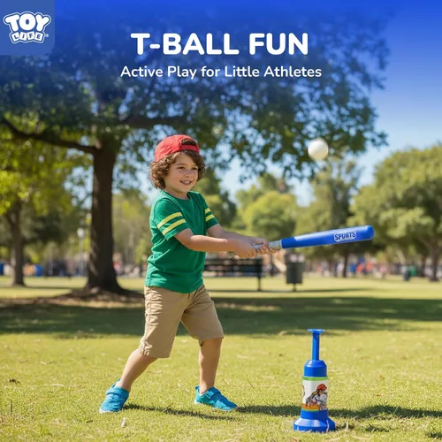 Vista 3 de Set de T-Ball de TOY Life para niños pequeños de 1-3 y 3-5 años, juego de bateo con bate ajustables, bat de béisbol - Set de béisbol para niños