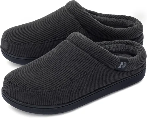 Vista 7 de RockDove Pantuflas de pana Ribco para hombre con espuma viscoelástica y suela interior y exterior