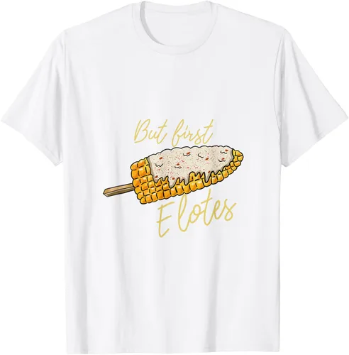 Vista 16 de But First Elotes Corn on the Cob - Camiseta divertida para amantes de la comida mexicana, Negro, S
