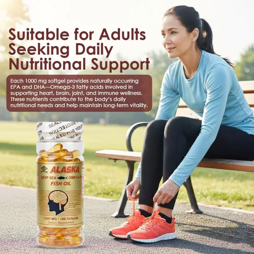 Vista 4 de Aceite de pescado Omega-3 de Alaska 1000 mg cápsulas blandas – capturado en la naturaleza, purificado y de origen sostenible – rico en EPA y DHA