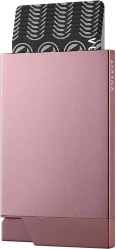 Vista 7 de VULKIT Tarjetero desplegable minimalista para tarjetas de crédito, bloqueo RFID, funda delgada de metal para hombres o mujeres (negro)