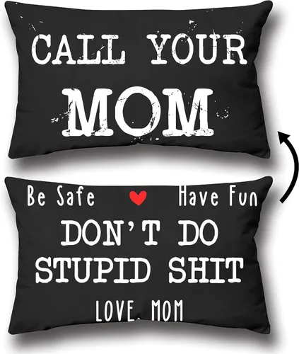 Vista 8 de Funda de almohada decorativa reversible con texto en inglés "Call Your Papa Be Safe Have Fun Don't Do Stupid" de 12 x 20 pulgadas, funda de cojín