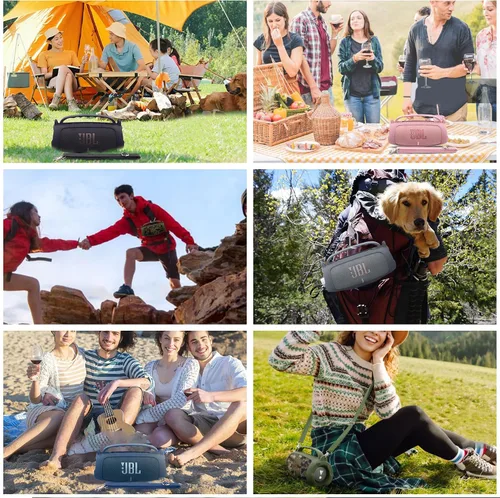 Vista 9 de co2CREA Funda de silicona para altavoz Bluetooth JBL Charge 5 portátil a prueba de agua, funda de viaje suave con correa para el hombro, funda