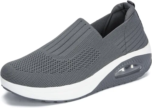 Vista 8 de Touchmosees Tenis ortopédicos de cuña para mujer con cojín de aire para diabéticos Blanco/Pu