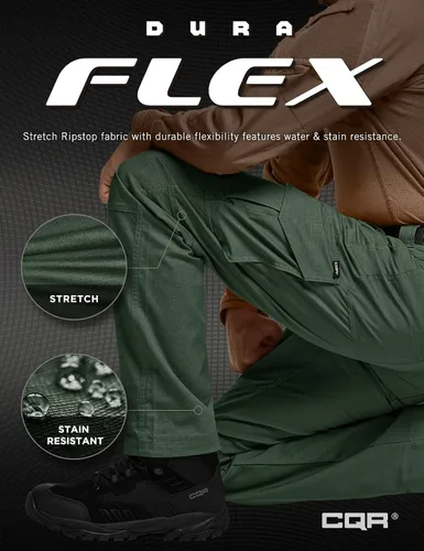 Vista 5 de CQR Men's Flex Ripstop Tactical Pants, Water Resistant Stretch Cargo Pants, Lightweight EDC Hiking Work Pants