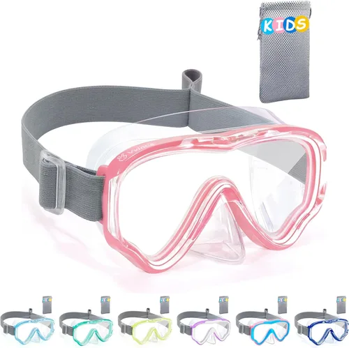 Vista 10 de Vvinca Kids-Goggles with Nose Cover, Diving Mask Elastic Fabric Strap Anti Fog Anti Shattered Lens for Kids Swim Goggles 3-14