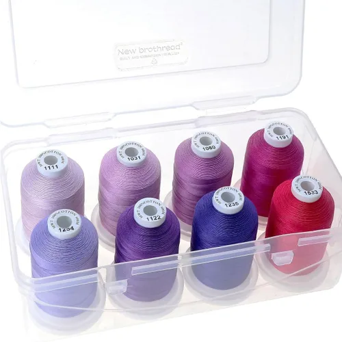Vista 10 de New brothread - 18 opciones - Hilos de algodón 100% mercerizado multiusos 50S/3 600M (660Y) cada carrete para acolchado, serger, costura y bordado