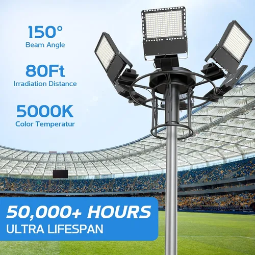 Vista 5 de ILLSTAR Luces LED de estadio de 400 W, 60000 lúmenes, luz de inundación LED súper brillante al aire libre para arena, patio, estacionamiento