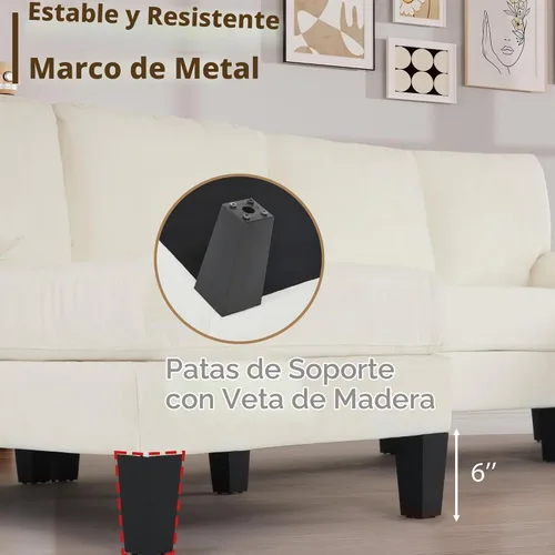 Vista 6 de Bezseller Camillas seccionales de 107.3 pulgadas para sala de estar, tela