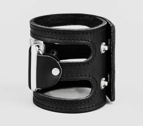 Vista 6 de Correa de cuero cosida ancha compatible con Apple Watch de 1.496 in 1.575 in 1.614 in 1.654 in 1.732 in 1.772 in 1.811 in 1.929 in, hecho a mano UA