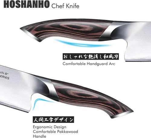 Vista 6 de Cuchillo de chef de Damasco de 8 pulgadas, cuchillo de cocina profesional de 67 capas VG-10 Super Steel