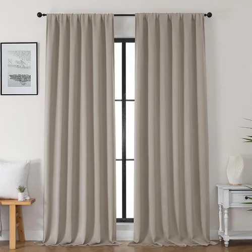 Vista 11 de Gwine Cortinas opacas para dormitorio, 54 pulgadas de largo, paneles de cortina de ventana con aislamiento térmico y reducción de ruido, cortinas