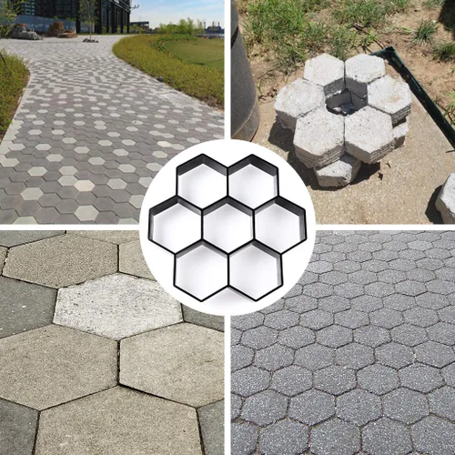 Vista 7 de Skelang Molde Hexagonal para Pavimento, 11.4"×11"×1.7" Fabricante de Senderos Reutilizable, Molde de Pavimento de Concreto y Cemento para Sendero