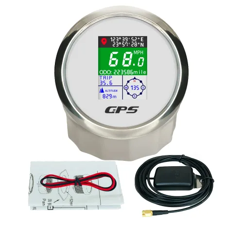 Vista 9 de Kit de medidor de velocímetro digital GPS universal de 2 pulgadas con nudo MPH ajustable ODO Km/h 12 24 voltios (2.047 in negro + negro)