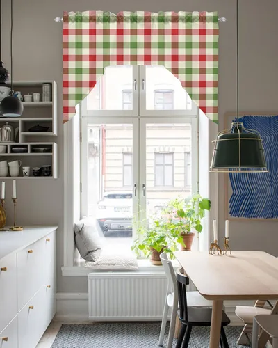 Vista 5 de Cortinas de cocina con festón de Navidad, cenefa con bolsillo para barra, paneles de cortina para dormitorio, sala de estar, baño, cafetería
