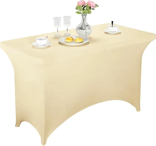 Vista 124 de LZY Mantel de mesa elástico ajustable de elastano para mesa plegable de 4, 6 o 8 pies, mantel rectangular de cóctel, perfecto para fiestas o Manzana
