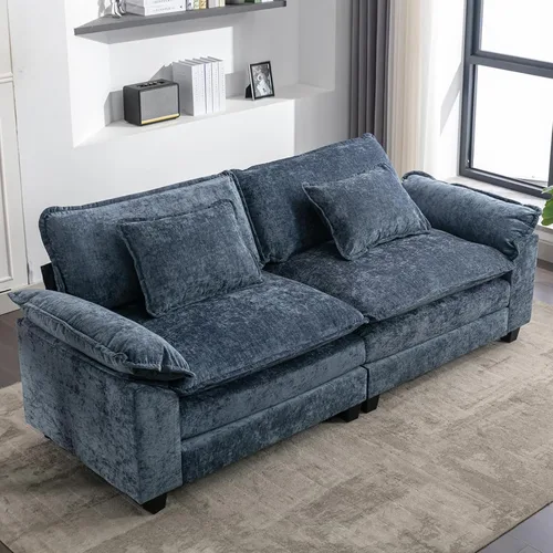 Vista 14 de IPKIG 117" Modular Sectional Cloud Couch, Modern L-Shaped Sofa with Ottoman Blanco beige
